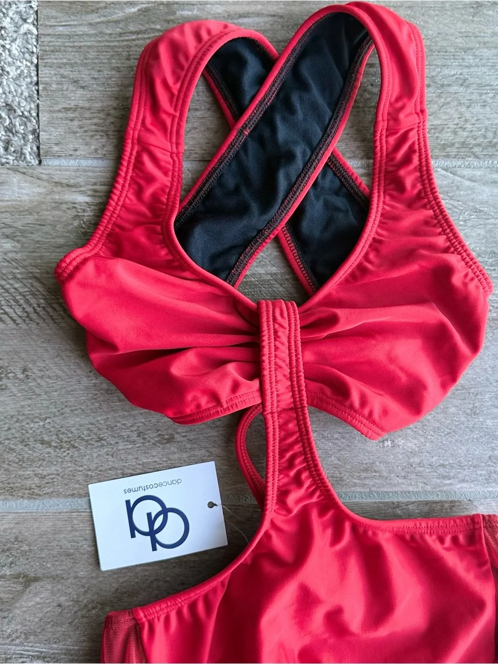 New AA Dance Costumes Red Unitard Mesh Legs